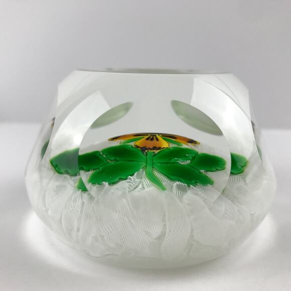 Perthshire 2000C Large Pansy Lampwork Flower Faceted Lace Ground Paperweight COA - Picture 7 of 16